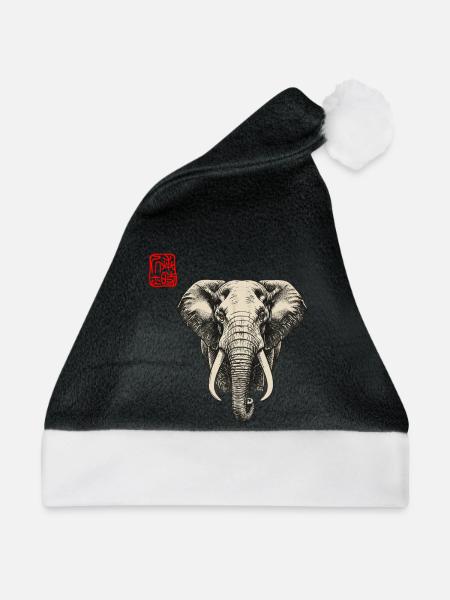 Elefant Asiatisch - Weihnachtsmütze - Schwarz/Weiß