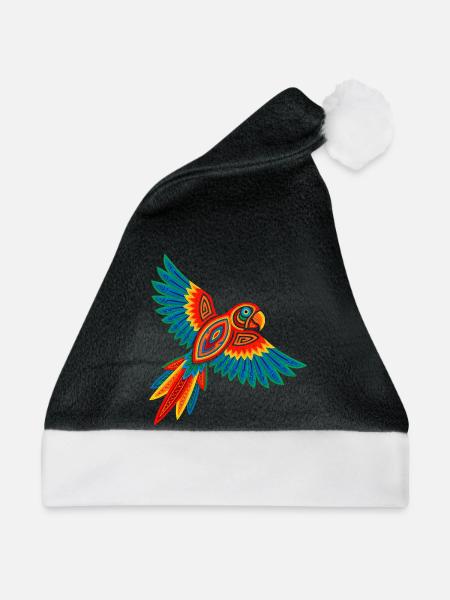 Bunter Mola Papagei - Weihnachtsmütze - Schwarz/Weiß