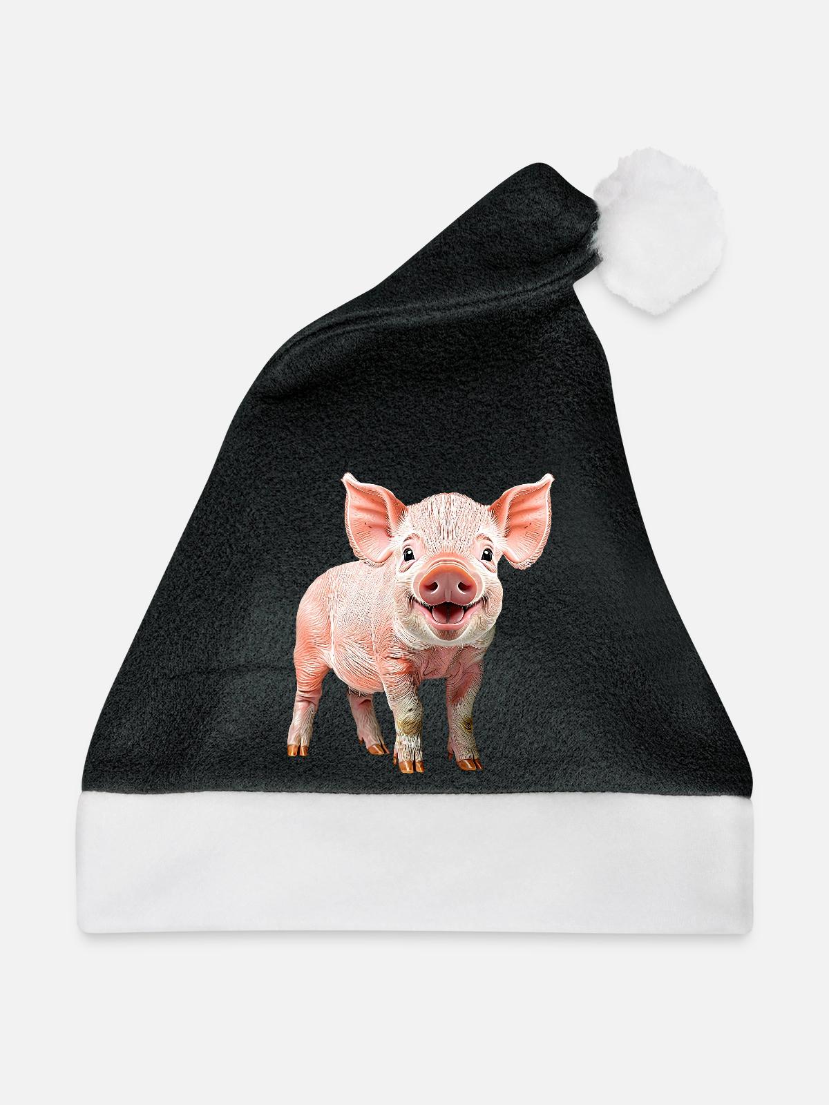 Ferkel - Weihnachtsmütze - Schwarz/Weiß - Vorne