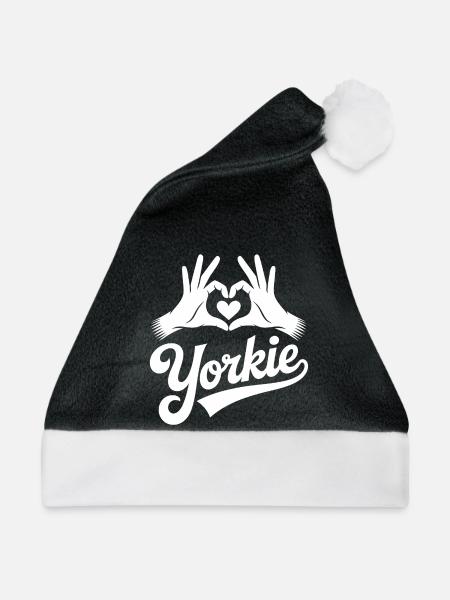 Yorkie Herzhand Logo - Weihnachtsmütze - Schwarz/Weiß