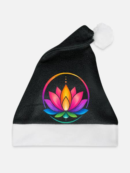 Regenbogen-Lotus im Kreis - Weihnachtsmütze - Schwarz/Weiß