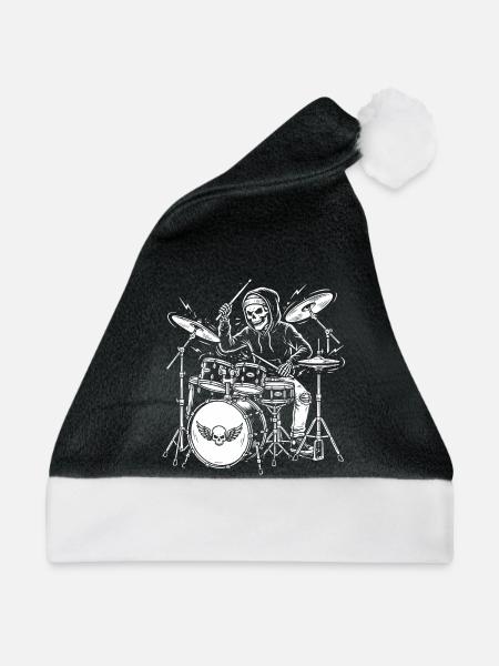 Grim Drummer Skeleton - Weihnachtsmütze - Schwarz/Weiß