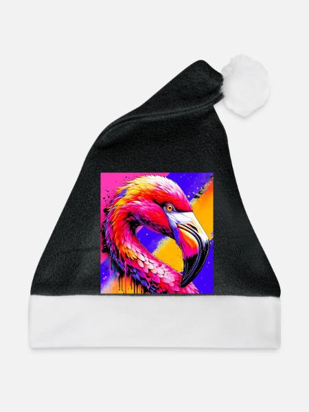 Flamingo - Weihnachtsmütze - Schwarz/Weiß