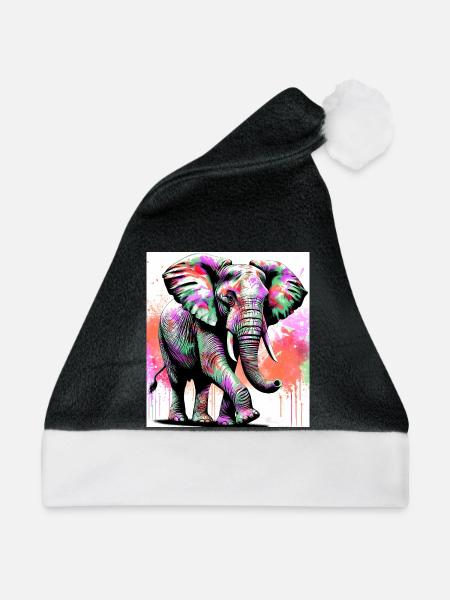 Elefant - Weihnachtsmütze - Schwarz/Weiß