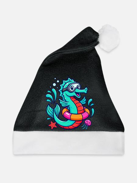 Cooles Seepferd - Weihnachtsmütze - Schwarz/Weiß