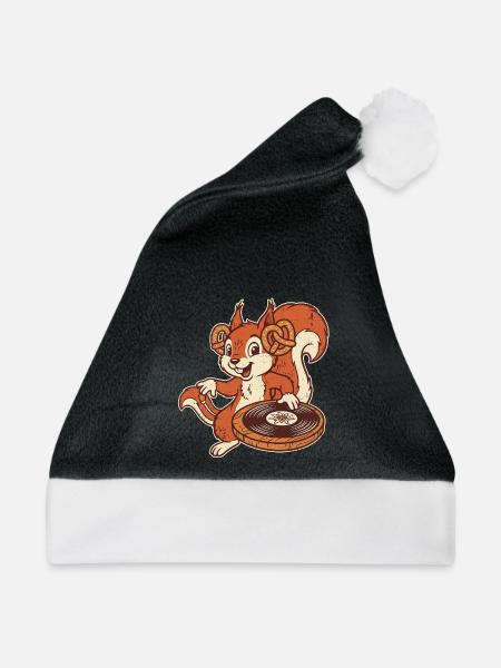 Brezel DJ Eichhörnchen - Weihnachtsmütze - Schwarz/Weiß
