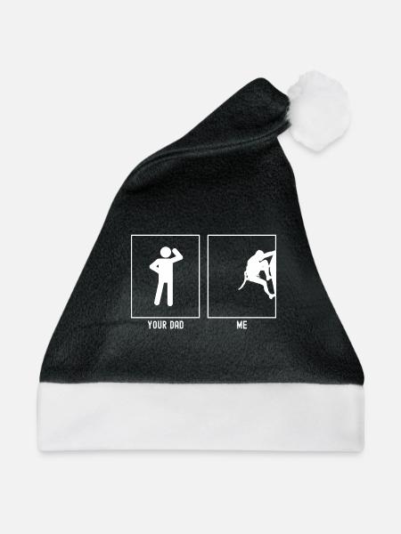 Dein Vater - Ich - Klettern an der Klippe - Weihnachtsmütze - Schwarz/Weiß - Vorne