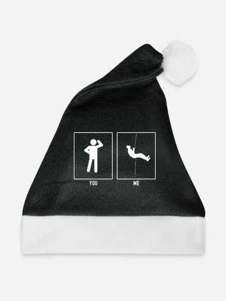 Du - Ich - Klettern Abseilen oben - Weihnachtsmütze - Schwarz/Weiß - Vorne