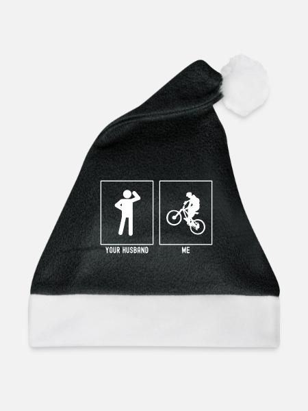 Ihr Mann - Ich - Mountainbiken bergauf - Weihnachtsmütze - Schwarz/Weiß - Vorne