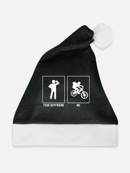 Dein Freund - Ich - Mountainbiken mit Stütze - Weihnachtsmütze - Schwarz/Weiß - Vorne