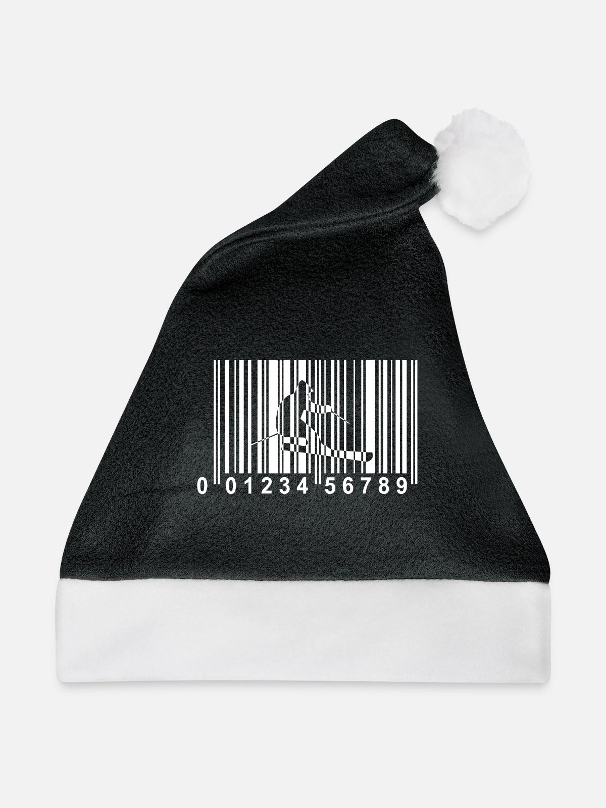 QR-Code - Skifahren - (2) - Weihnachtsmütze - Schwarz/Weiß - Vorne