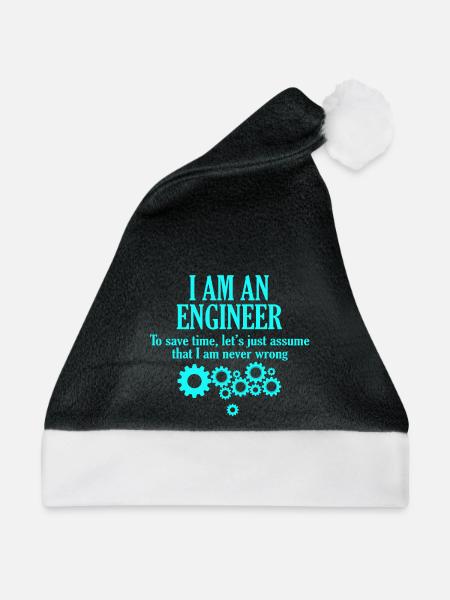 Ich bin ein Ingenieur-T-Shirt - Weihnachtsmütze - Schwarz/Weiß
