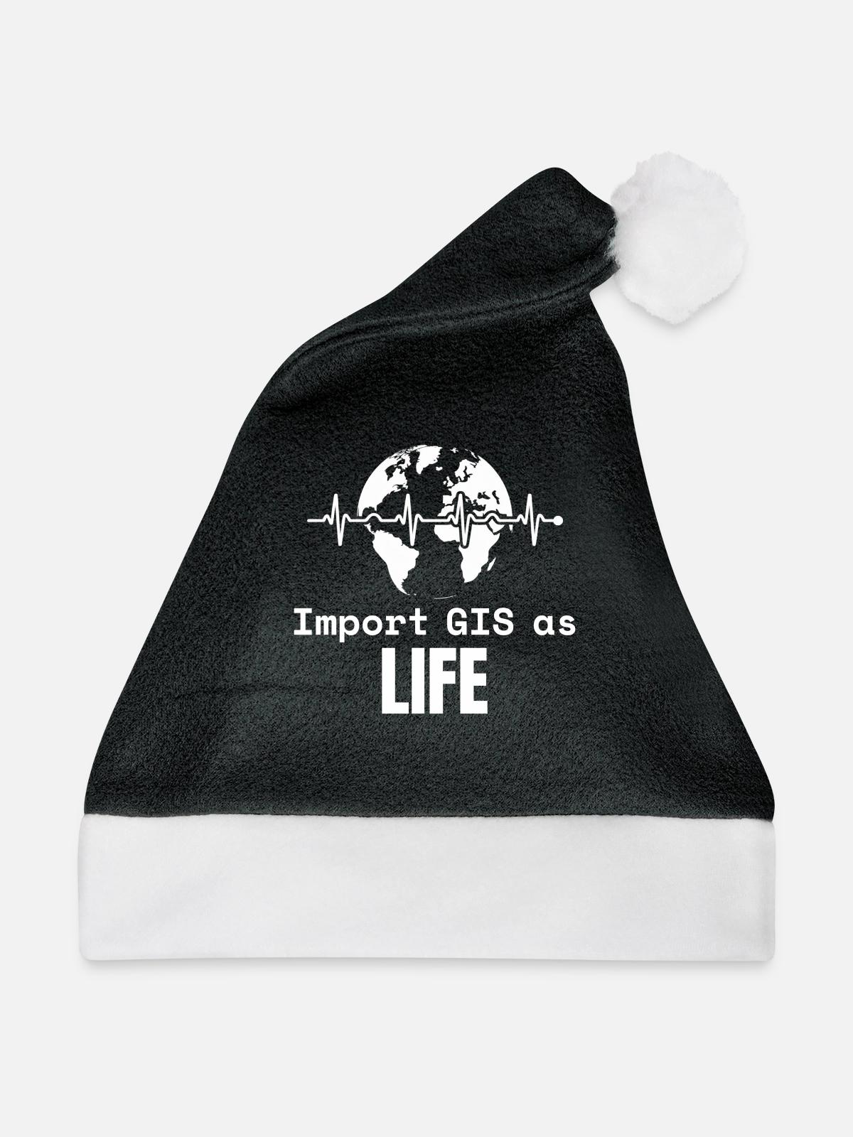 GIS Life Geospatial Mapping Datenanalyse - Weihnachtsmütze - Schwarz/Weiß - Vorne