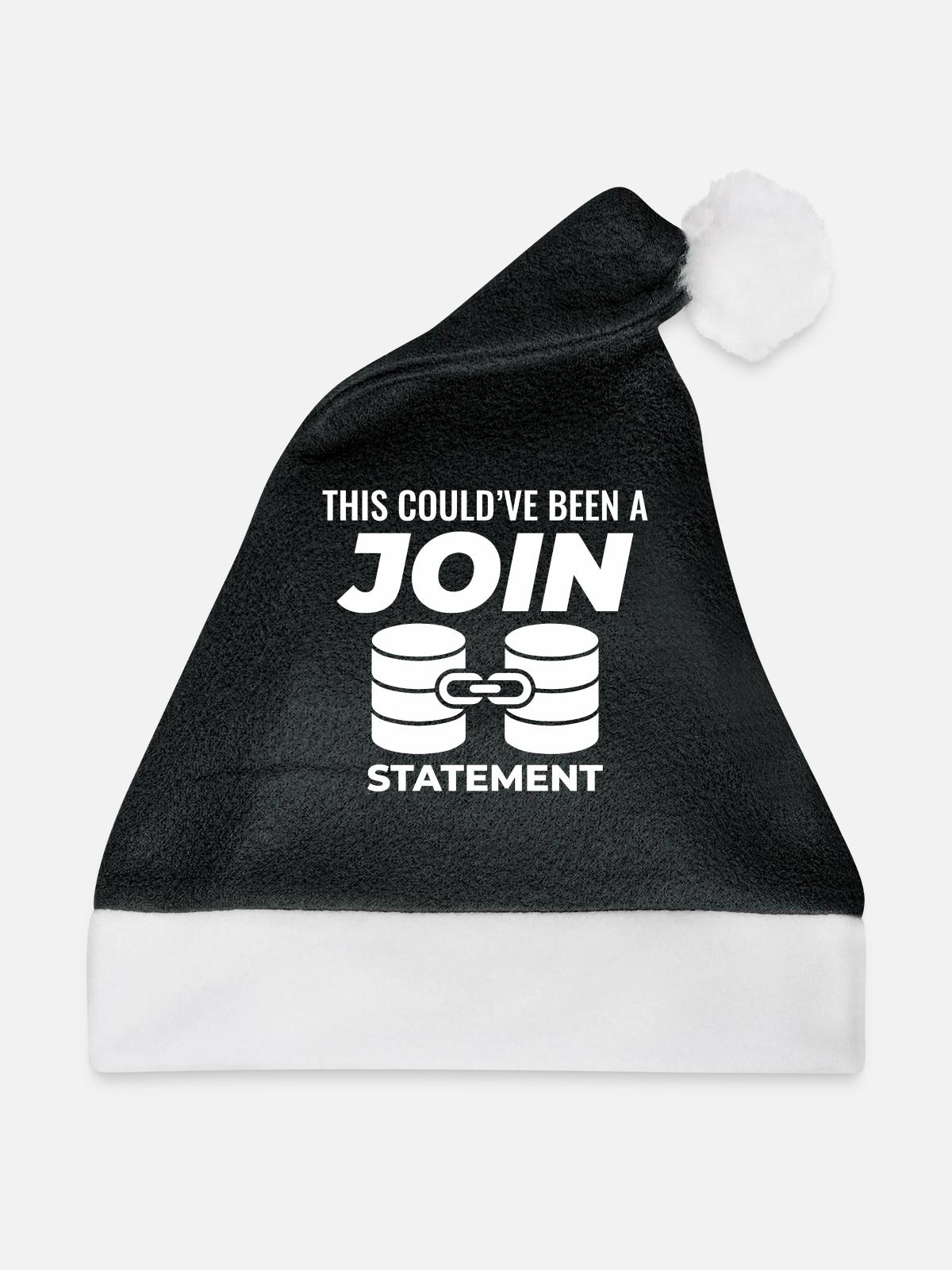 Programmierdaten für SQL Join-Datenbankanweisungen - Weihnachtsmütze - Schwarz/Weiß - Vorne