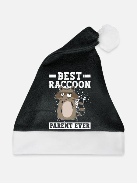 Bester Waschbär-Elternteil aller Zeiten - Waschbär - Weihnachtsmütze - Schwarz/Weiß - Vorne