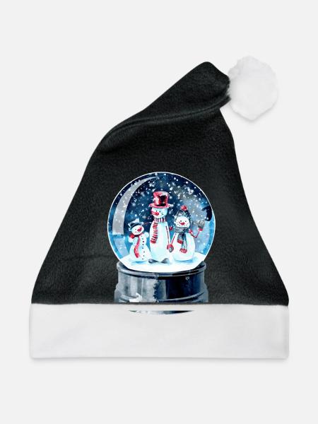 Weihnachten Schneekugel - Weihnachtsmütze - Schwarz/Weiß