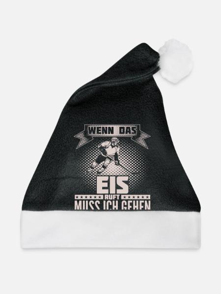 Eishockey - ruft mich - Weihnachtsmütze - Schwarz/Weiß