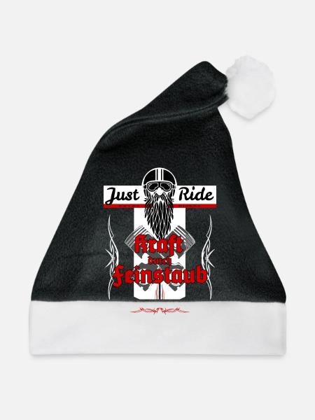 Kraft durch Feinstaub Biker T-Shirt - Weihnachtsmütze - Schwarz/Weiß
