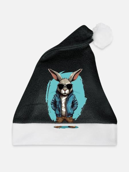 Temperamentvolles Kaninchen. Urbaner Graffiti-Stil. - Weihnachtsmütze - Schwarz/Weiß