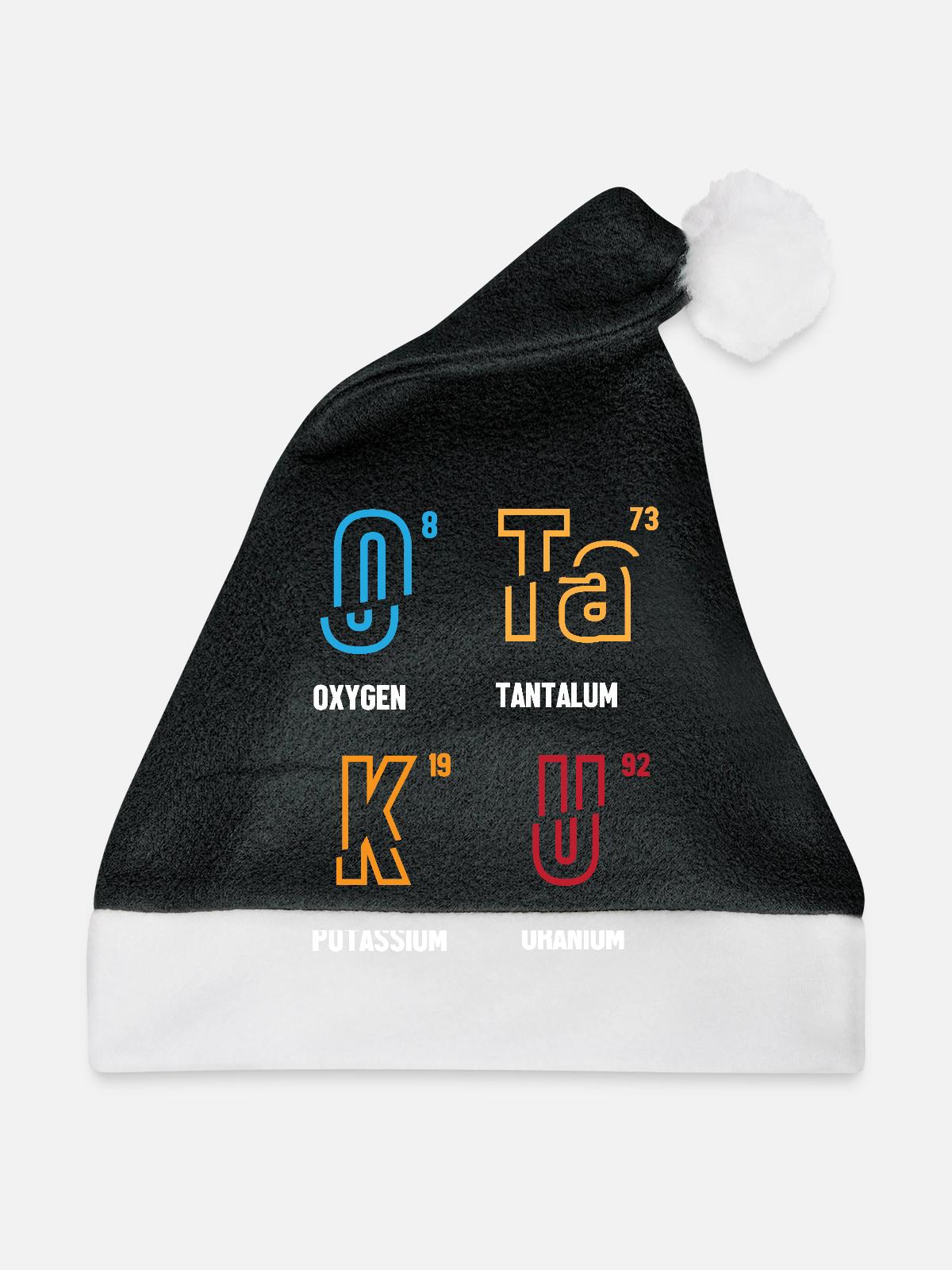 Periodensystem - Weihnachtsmütze - Schwarz/Weiß - Vorne