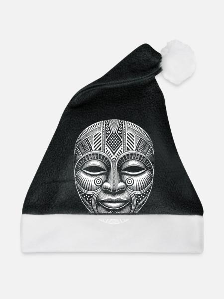 Maske - Weihnachtsmütze - Schwarz/Weiß - Vorne