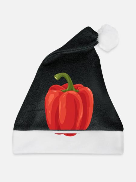 rote Paprika - Weihnachtsmütze - Schwarz/Weiß