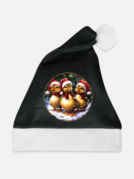 Entchen Weihnachtsmann - Weihnachtsmütze - Schwarz/Weiß - Vorne