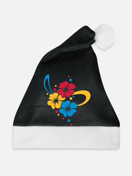 Blumenbouquet mit Schleife - Weihnachtsmütze - Schwarz/Weiß