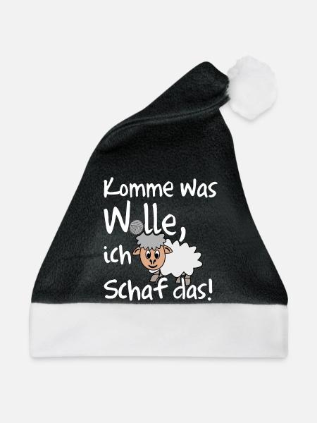 Ich schaffe das, ich Schaf das lustiges Motiv - Weihnachtsmütze - Schwarz/Weiß