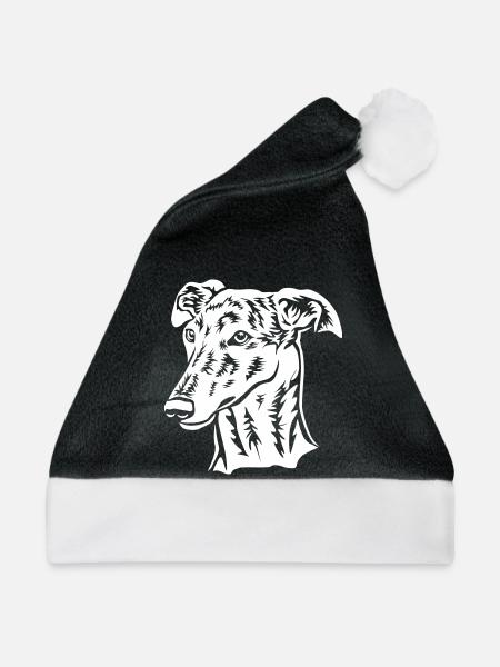Galgo Kopf "Black Edition" - Weihnachtsmütze - Schwarz/Weiß