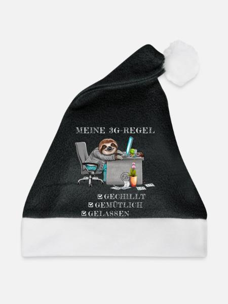 Faultier 3G Regel Bürohumor Geschenk Kollege - Weihnachtsmütze - Schwarz/Weiß