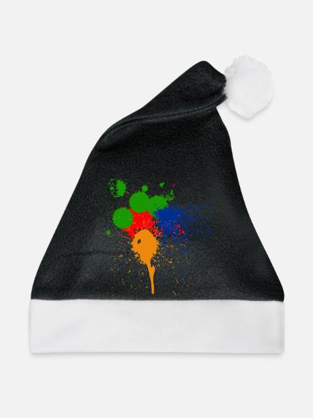 Heller abstrakter Farbfleck - Weihnachtsmütze - Schwarz/Weiß