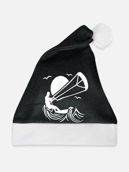 Kitesurfer in Aktion Silhouette - Weihnachtsmütze - Schwarz/Weiß