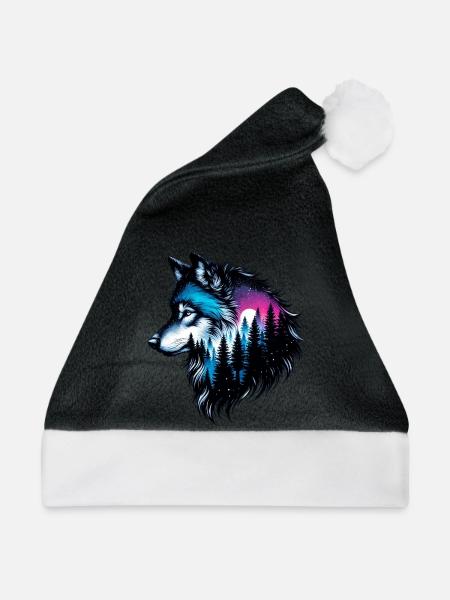 Wolf - Weihnachtsmütze - Schwarz/Weiß