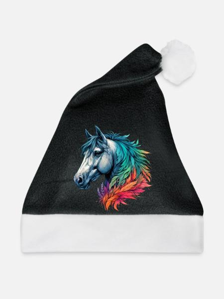 Pferd - Weihnachtsmütze - Schwarz/Weiß