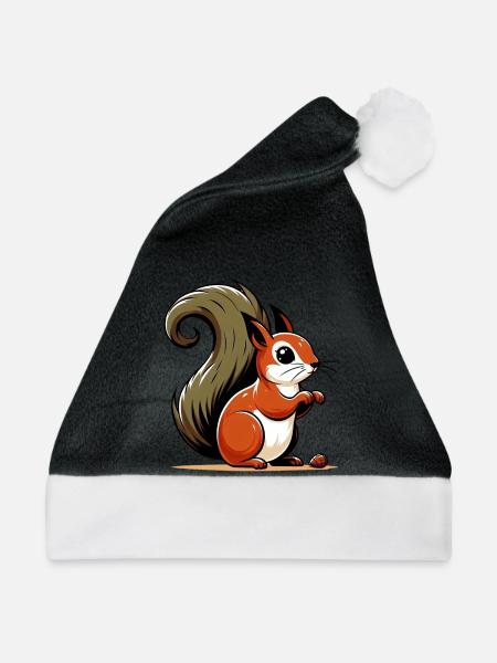 Eichhörnchen - Weihnachtsmütze - Schwarz/Weiß