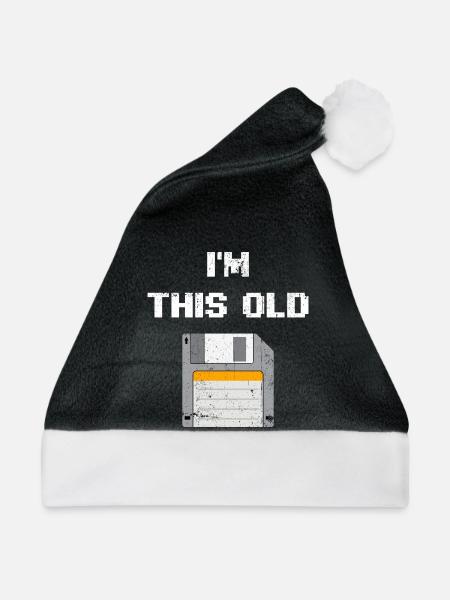 Retro Diskette Era T-Shirt - Weihnachtsmütze - Schwarz/Weiß