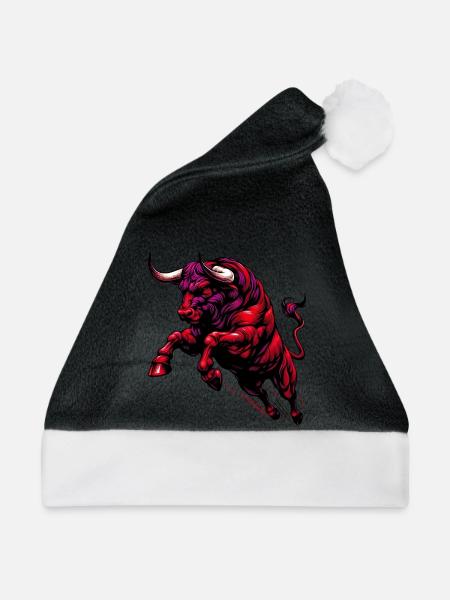 Stier - Weihnachtsmütze - Schwarz/Weiß