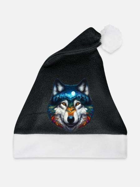 Wolf - Weihnachtsmütze - Schwarz/Weiß