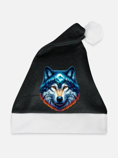 Wolf - Weihnachtsmütze - Schwarz/Weiß