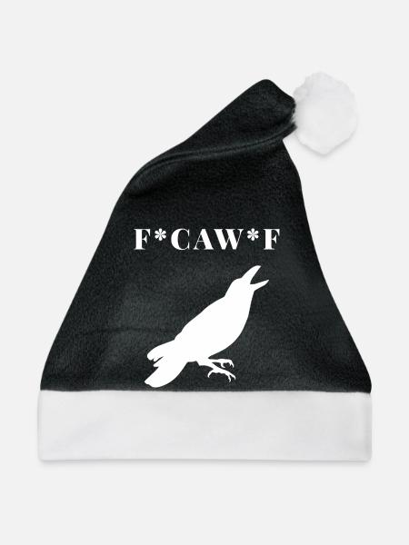 FCAWF Funny Crow Bird Design - Weihnachtsmütze - Schwarz/Weiß - Vorne