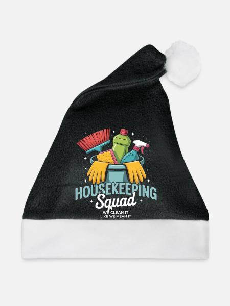 Lustiges Putzen Design - Weihnachtsmütze - Schwarz/Weiß