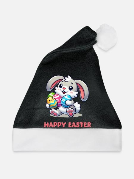Hase Osterhase Comic - Weihnachtsmütze - Schwarz/Weiß