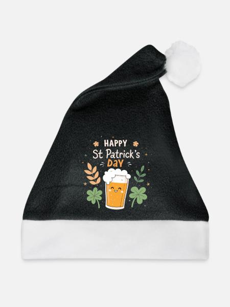 Frohes St. Patrick's Day Bier - Weihnachtsmütze - Schwarz/Weiß