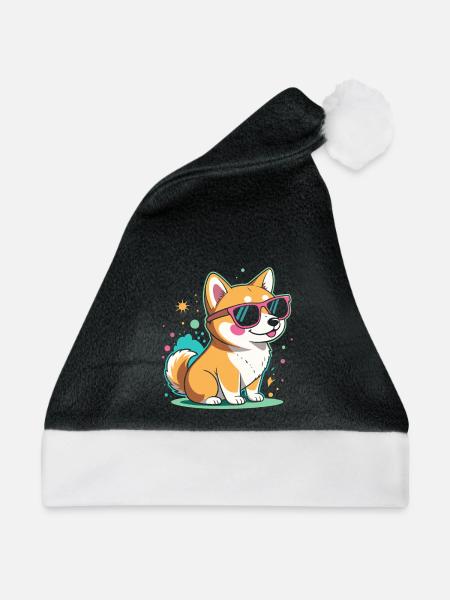 Coole Corgi-Sonnenbrillen - Weihnachtsmütze - Schwarz/Weiß