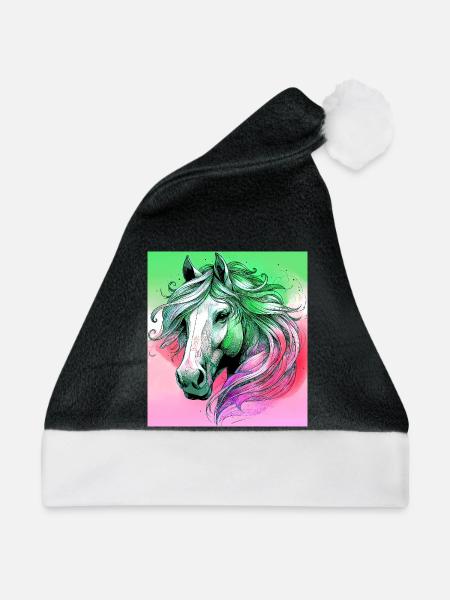 Pferd - Weihnachtsmütze - Schwarz/Weiß