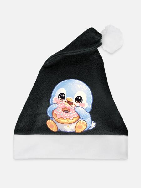 Kleiner Donut-Pinguin - Weihnachtsmütze - Schwarz/Weiß