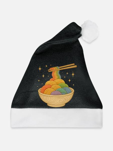 Rainbow Noodle Bowl Illustration - Weihnachtsmütze - Schwarz/Weiß