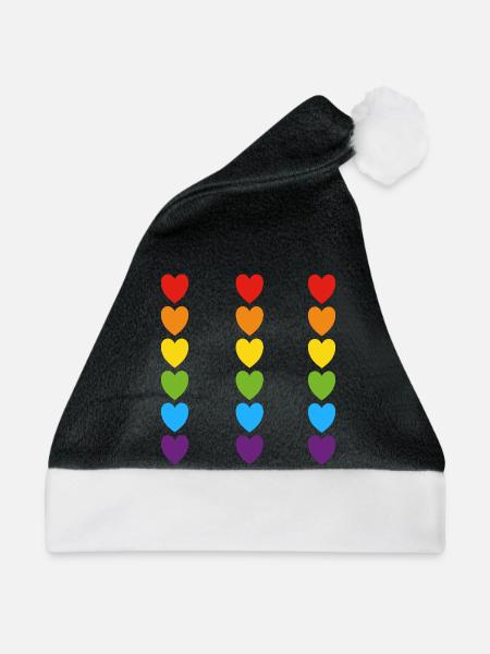 Stolz Regenbogenherzen - Weihnachtsmütze - Schwarz/Weiß