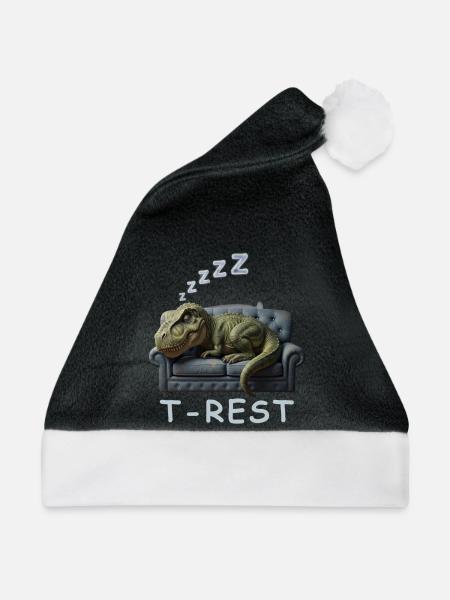T-Rest Dino auf Sofa - Weihnachtsmütze - Schwarz/Weiß